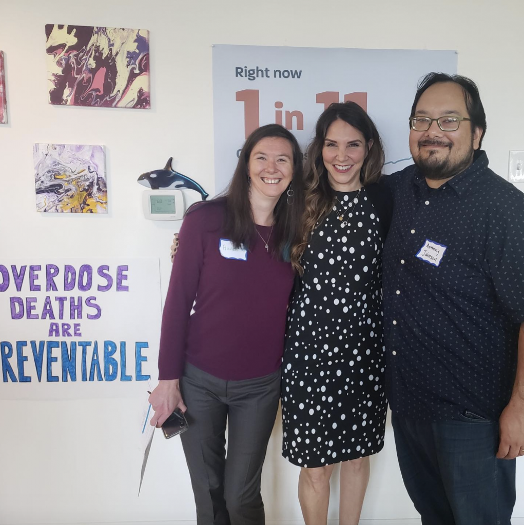 Photo of the three chief petitioners of Oregon's Measure 110. Haven Wheelock, Janie Marsh Gullickson, and Anthony Johnson.